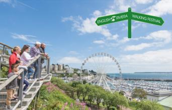 A view looking down across Torquay harbour and across to the far side of Torquay.