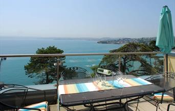 Balcony with sea view, Tree Tops, A4 Masts, Warren Road, Torquay, Devon