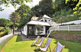 Enjoying the view from the Smugglers Cottage, Torquay, Devon