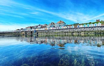 View from the sea inland at Preston Sands, Paignton