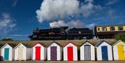 Steam Train passing through Goodrington, Murder on the Riviera Express, part of the International Agatha Christie Festival, Paignton, Devon