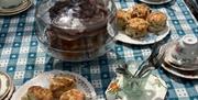 set table for Devon Cream Tea and chocolate cake, Adelphi tea room