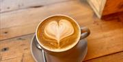 Coffee served at The Larder, 11 Bolton Street, Brixham
