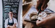 Barry George of Cantina, Goodrington Beach, with oysters. Part of England's Seafood FEAST.