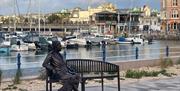 Agatha Christie and her dog Peter, Statue on Torquay harbourside