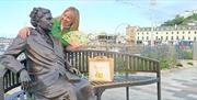 Miss Lemon at Agatha Christie's bench Torquay