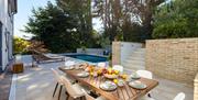 Outdoor Dining by the Pool at Austiger House, Maidencombe, Torquay