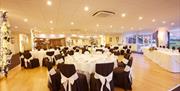 Wedding room set up at the Livermead Cliff Hotel, Torquay, Devon