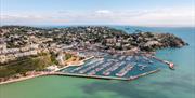 Drone shot of Torquay harbour and marina