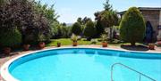 Outside swimming pool at The Templestowe Hotel, Torquay, Devon