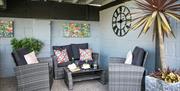 Sheltered outdoor seating, Devon Court Luxurious Bed & Breakfast, Croft Road, Torquay, Devon