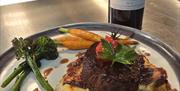 Steak and wine served at Globe, Torwood Street, Torquay