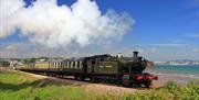 Steam locomotive approaching Broadsands.