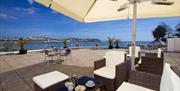 Outside seating at Livermead Cliff Hotel, Torquay, Devon