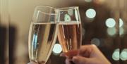 Glasses with sparkling wine