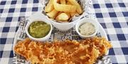 Fish and chips, Paignton Pier Chippy, Paignton, Devon