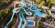 Ariel view of the UK's Largest Outdoor Waterpark, Splashdown Quaywest in Paignton, Devon.