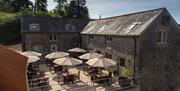 Outside seating at ROAM, Sandridge Barton