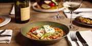 Meal and wine at ROAM, Sandridge Barton