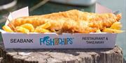 Fish and Chips served at Seabank Fish and Chip Restaurant, Torquay Seafront
