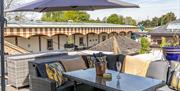 Outside seating with view of the steam trains, Station Guest House, Churston, nr Brixham