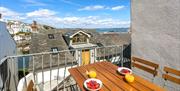 Outside seating with view, Sundeck, 4 Bay View Steps, Brixham, Devon