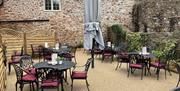 Outside seating at Weavers Cottage, Cockington, Torquay, Devon