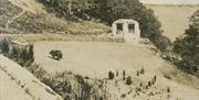 100 years of Coleton Fishacre, tarrace view towards the gazebo