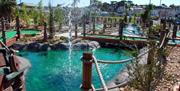 Pirates Bay adventure golf water fountain in Paignton, Devon