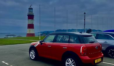 Mini Clubman on Plymouth Hoe