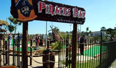 Pirates Bay adventure golf entrance in Paignton, Devon