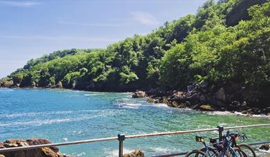 Bikes parked at Ansteys Cove, Torquay, Devon