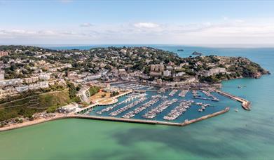 Drone shot of Torquay harbour and marina