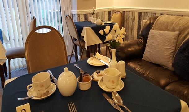 Table set up at Seacroft Guest House. Paignton, Devon
