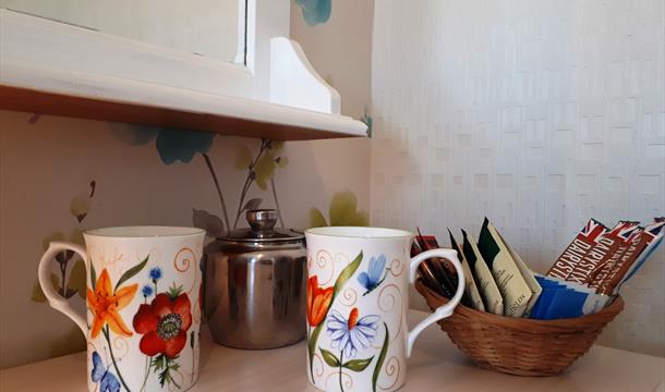 Tea and coffee making facilities at Abberley Guest House, Torquay, Devon