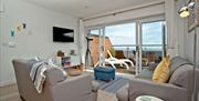 Lounge with view, Plover 2, The Cove, Brixham, Devon