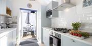 Kitchen, Lounge with sea view, The Captain's Cottage, North View Road, Brixham, Devon