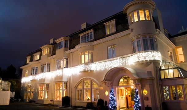 Headland Hotel Christmas front entrance Torquay in Devon