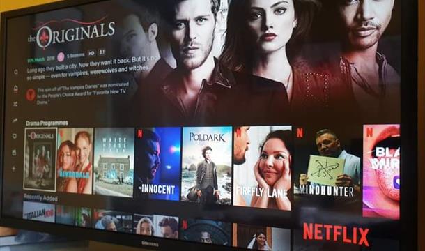 Smart TV showing Netflix that is available in all rooms