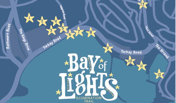 Map of Bay of Lights Illumination Trail, Torquay, Devon