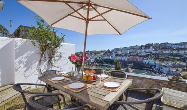 View from decking area, Polly's Place, 25 Prospect Road, Brixham, Devon