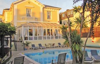Riviera Lodge Hotel, Torquay - Outdoor heated pool & hot tub, private south facing garden.