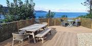 Decking area and view, Seaview Cottage Number 7, Cary Arms, Babbacombe, Torquay
