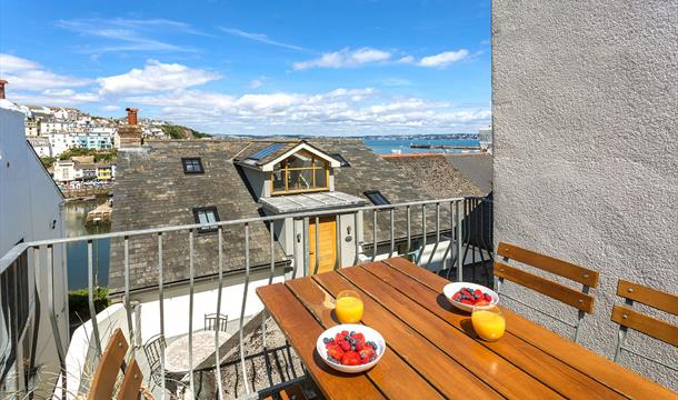 Outside seating with view, Sundeck, 4 Bay View Steps, Brixham, Devon