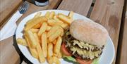 Burger and chips, Sunshine Cafe, Paignton, Devon