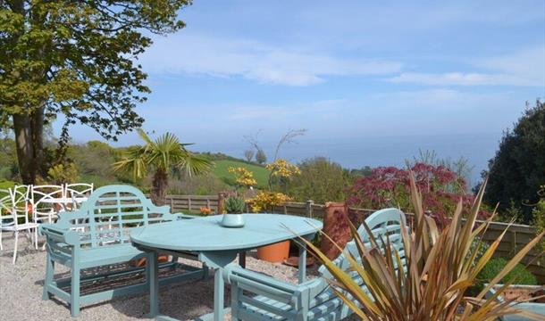 Outdoor seating and sea views, Bowden House, Torquay, Devon
