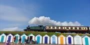 Steam railway passing Goodrington Sands, Paignton, Devon