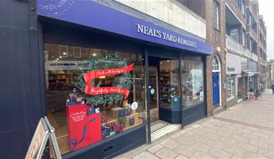 Neal's Yard Remedies Blackheath. Showing a stunning shopfront with a wide range of products inside.