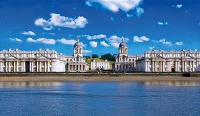 The view of the Old Royal Naval College from across the river Thames