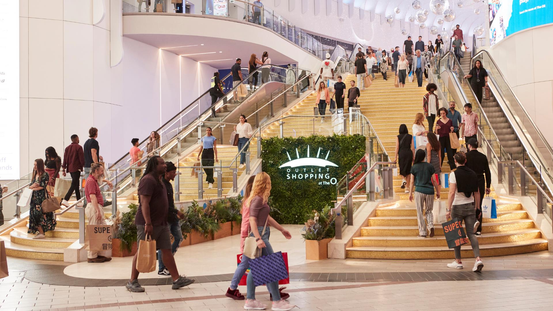 The interior of Outlet Shopping at The O2, Greenwich